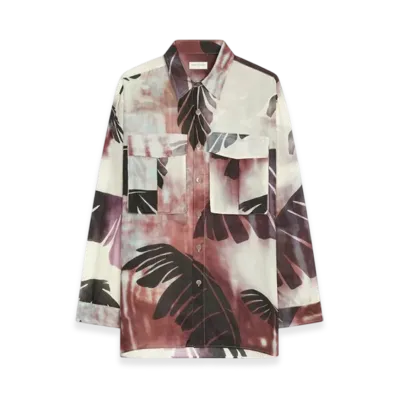 DRIES VAN NOTEN Silk Utility Shirt "Burgundy"