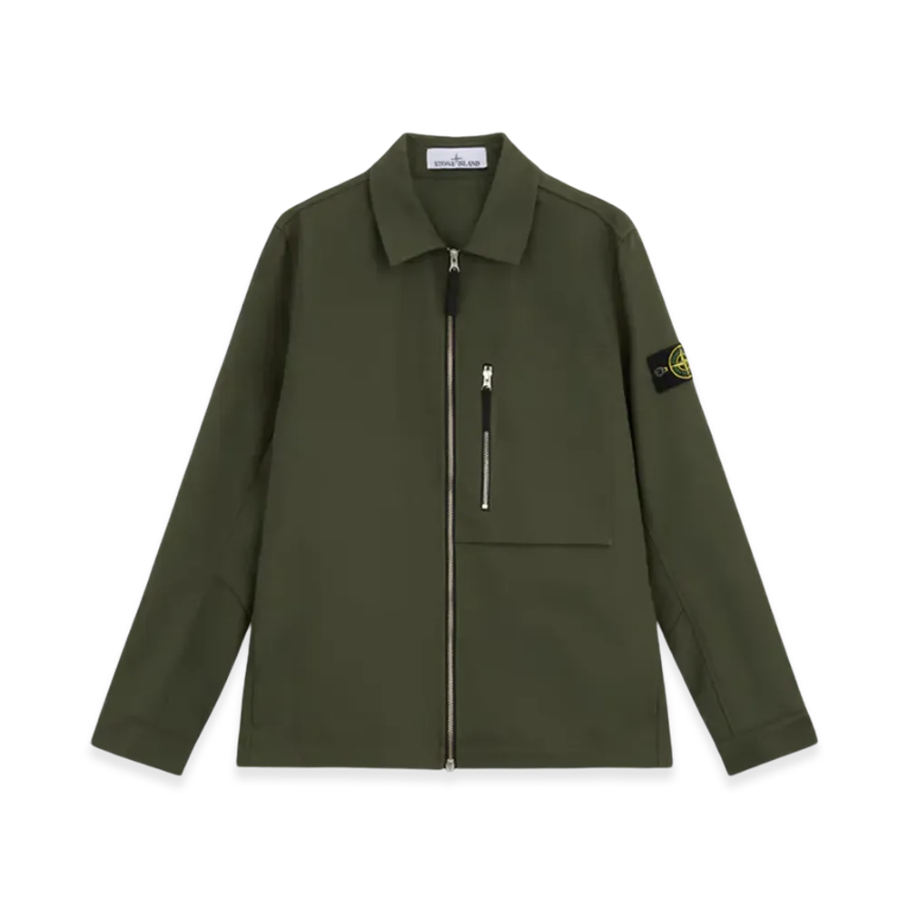 Stone Island 11103 Cotton Nylon Drill Overshirt with Zip Fastening - 24FW "Musk Green"