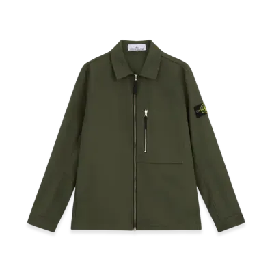 Stone Island 11103 Cotton Nylon Drill Overshirt with Zip Fastening - 24FW "Musk Green"