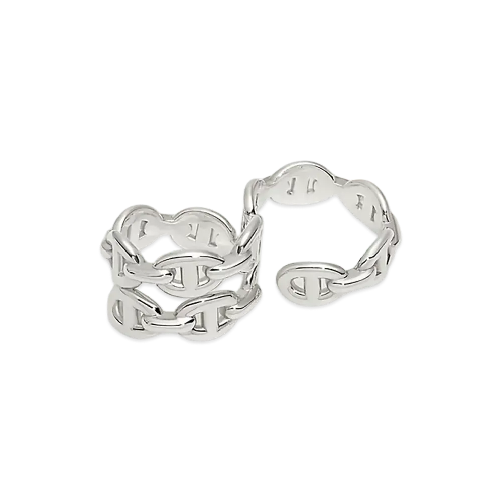Hermes Chaine D'ancre Enchainee Double Ring "Silver"
