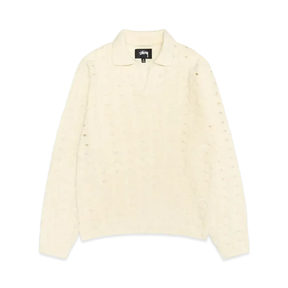 Stussy Open Knit Collared Sweater "Ivory"