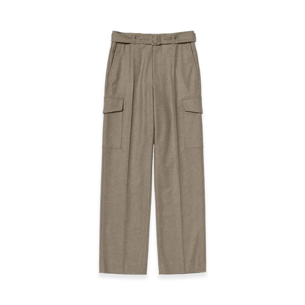 AURALEE Wool Fulling Flannel Cargo Slacks "Top Brown"