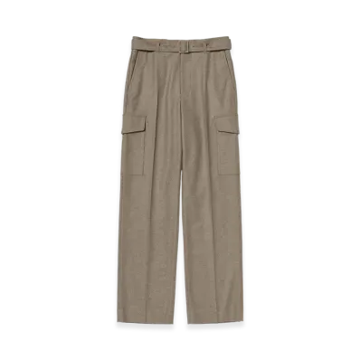 AURALEE Wool Fulling Flannel Cargo Slacks "Top Brown"