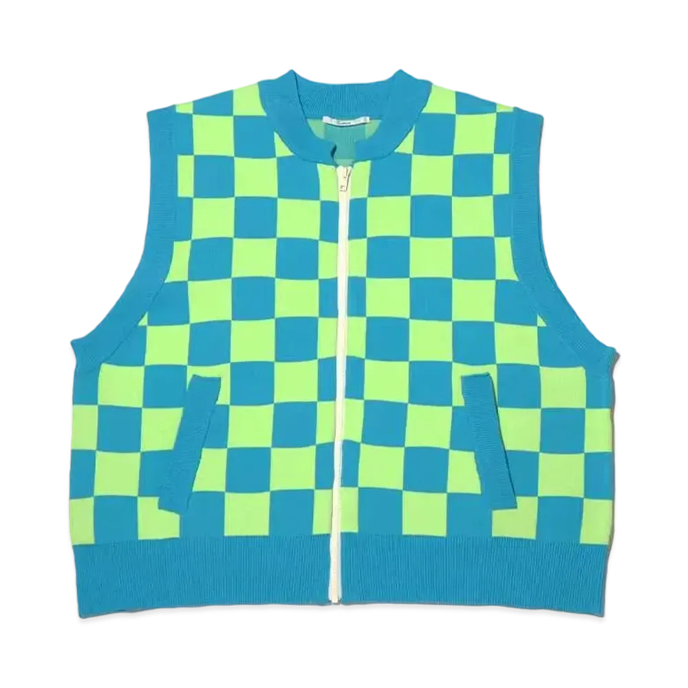 atmos pink Sougara Big Knit Vest "Blue/Mint"