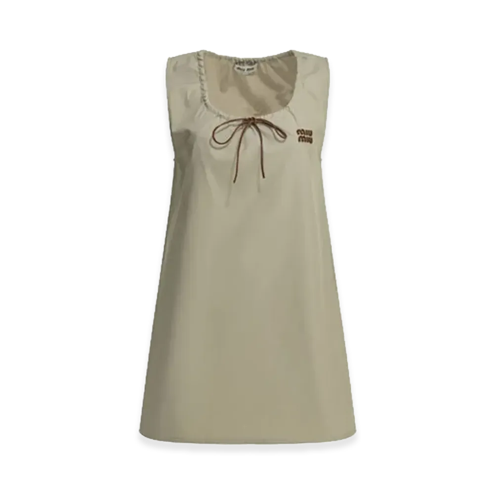 MIU MIU Women's Cotton Mini Dress "Beige/Cappuccino"