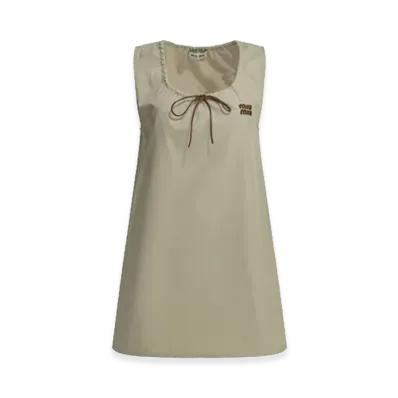 MIU MIU Women's Cotton Mini Dress "Beige/Cappuccino"