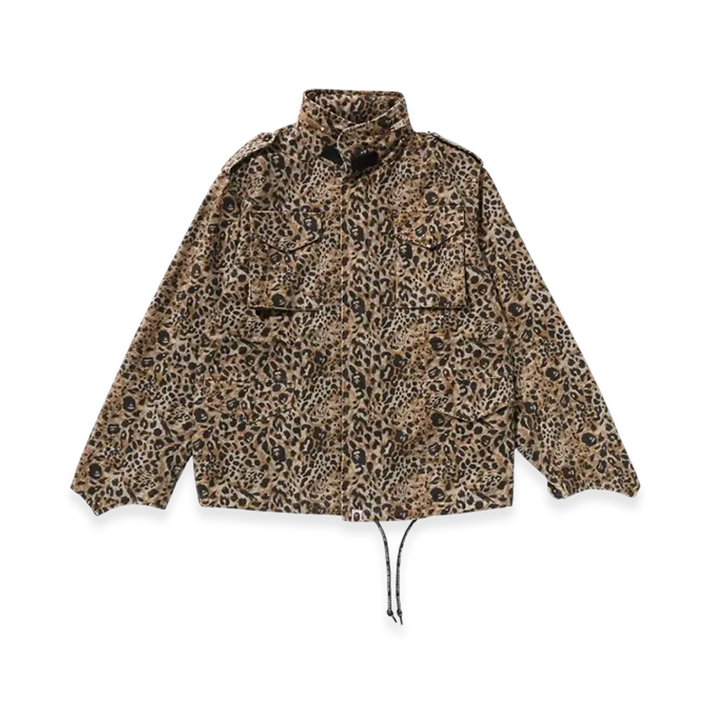 A BATHING APE Wild Leopard Pattern M-65 Jacket "Beige"