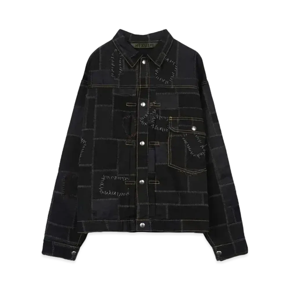 NEXUSVII. CRUSTED T-BACK JACKET HAND BLIND STITCH "BLACK"