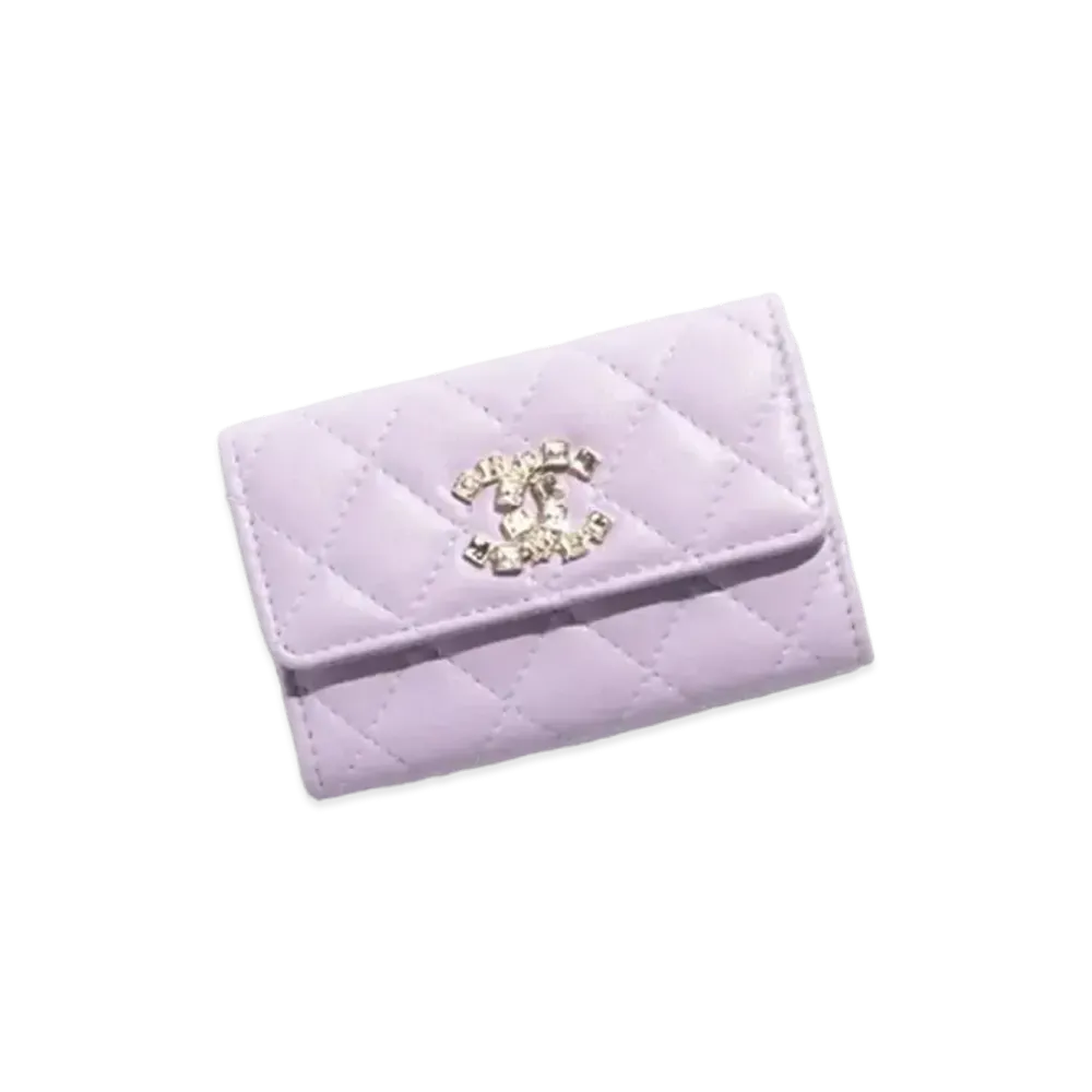 CHANEL Flap Card Holder Lambskin Strass "Lilac"