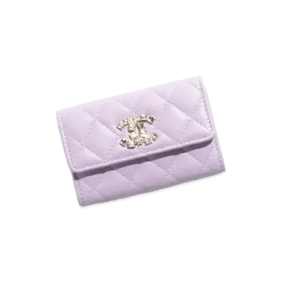 CHANEL Flap Card Holder Lambskin Strass "Lilac"