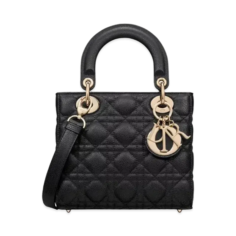 Dior Small Lady Bag Grained Cannage Calfskin "Black"