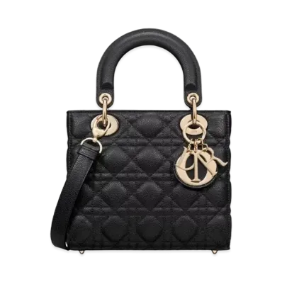 Dior Small Lady Bag Grained Cannage Calfskin "Black"