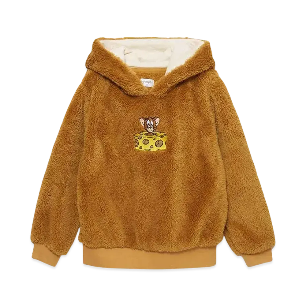 graniph x Tom and Jerry Jelly In Cheese Kids Boa Fleece Parka "Camel"