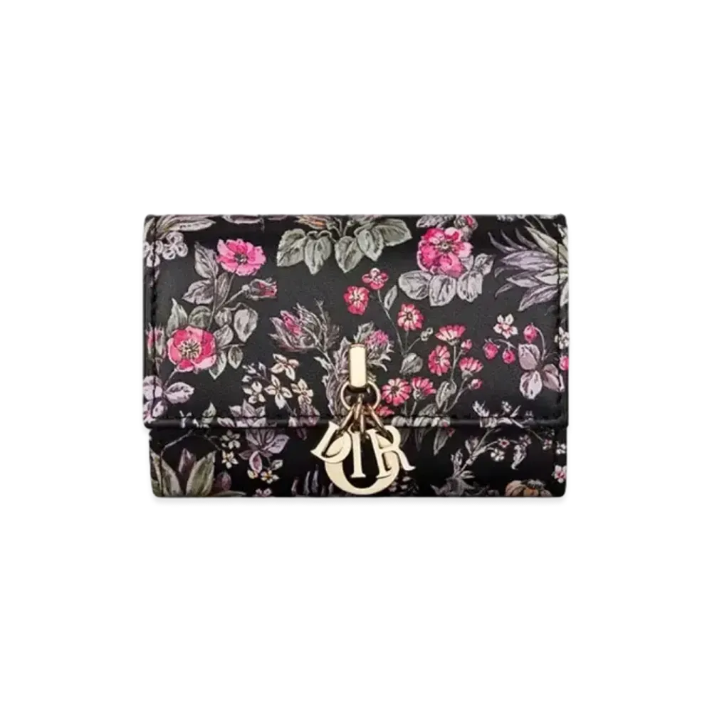 Dior My Dior Glycine Wallet Calfskin Printed with Millefiori Motif "Multi Color/Black"