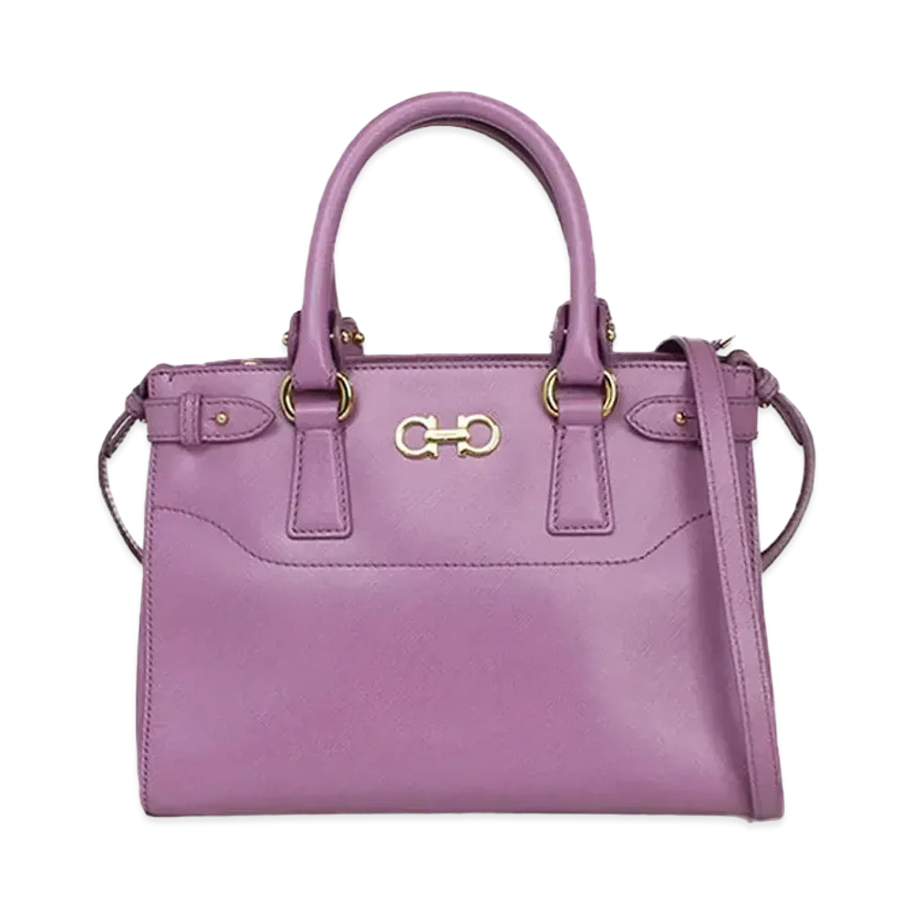 Salvatore Ferragamo Batik Gancini Leather 2WAY Bag "Purple"