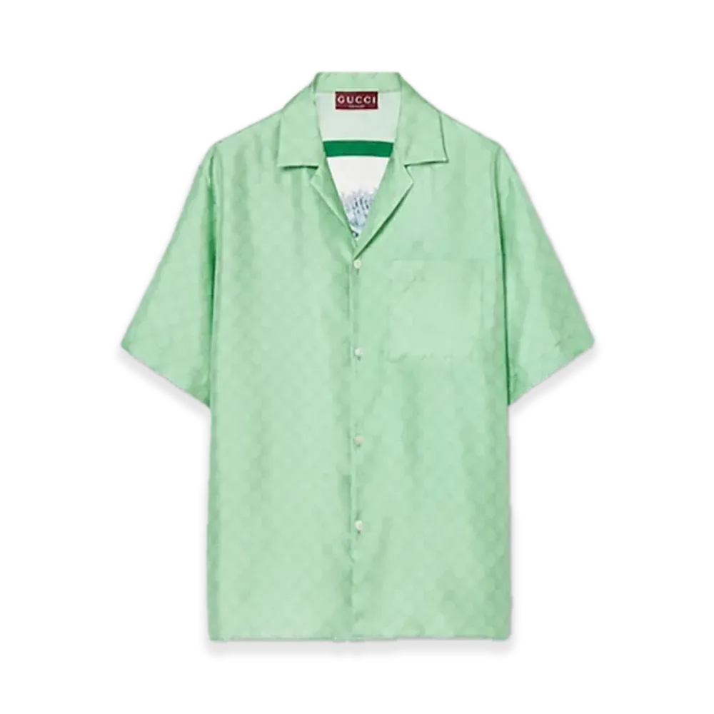 GUCCI x Higuchi Yuko Silk Twill Bowling Shirt Japan Exclusive "Light Green"