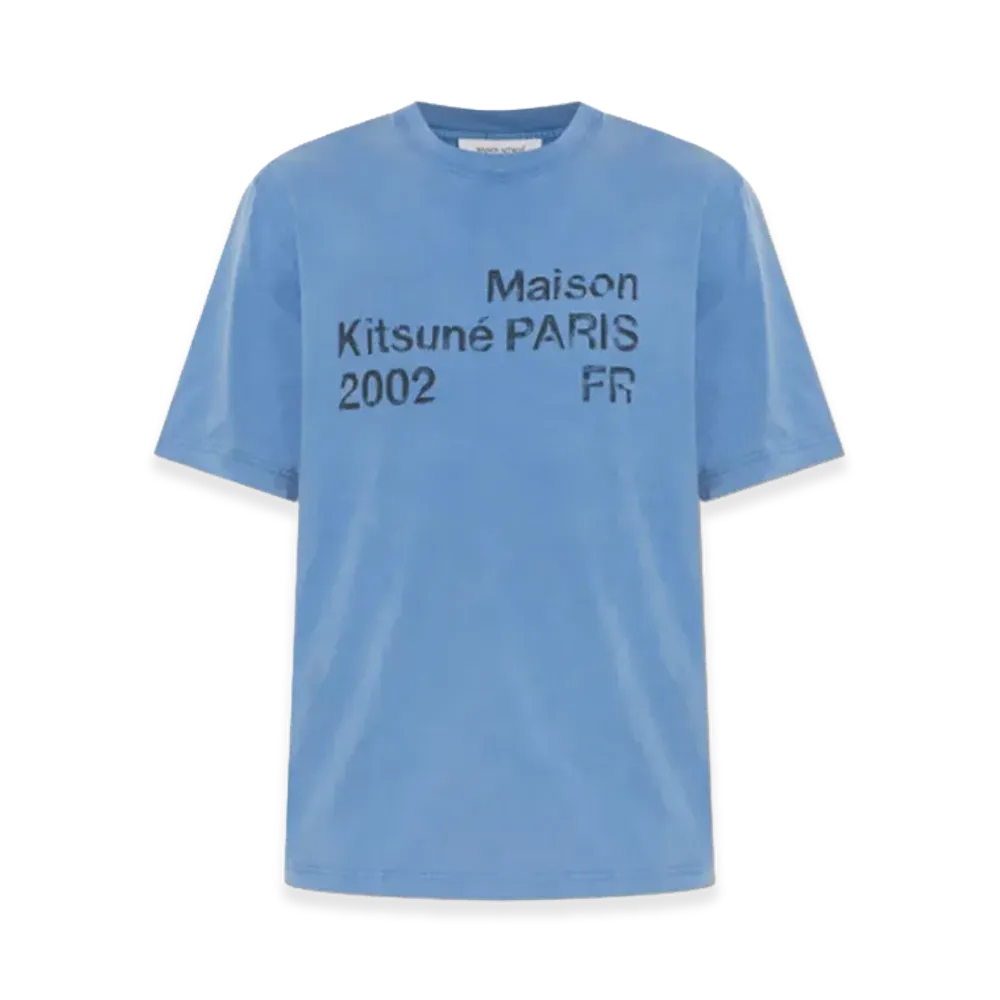 Maison Kitsune Logo Print Crewneck T-Shirt "Lapis Blue"