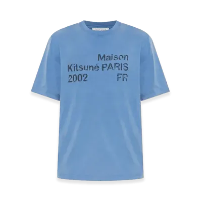 Maison Kitsune Logo Print Crewneck T-Shirt "Lapis Blue"