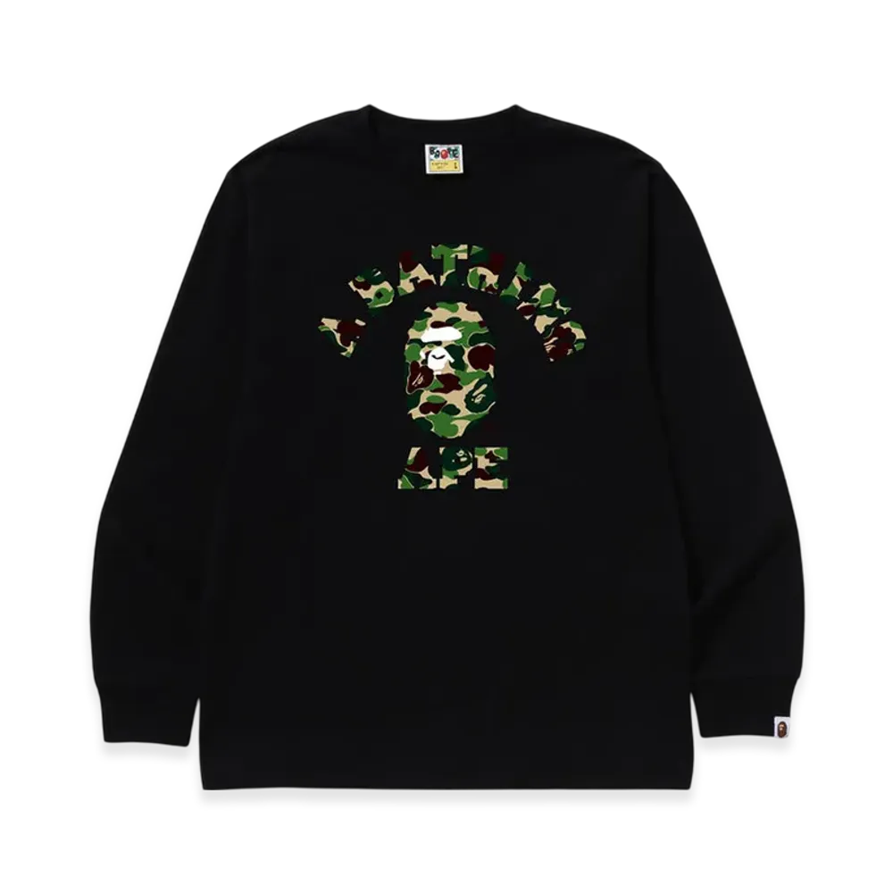 A BATHING APE ABC Camo College LS Tee "Black/Green"