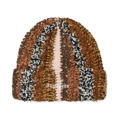 Supreme Tinsel Stripe Beanie "Brown"