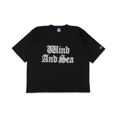 WIND AND SEA x Champion Reverse Weave Crack Print Tee "Black"