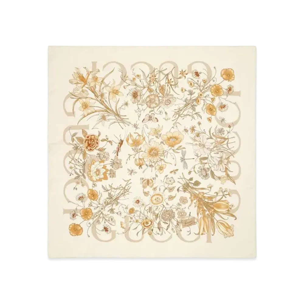 GUCCI Printed Silk Carre "Ivory"