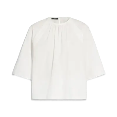 Max Mara Crespo Cotton Poplin Blouse "White"