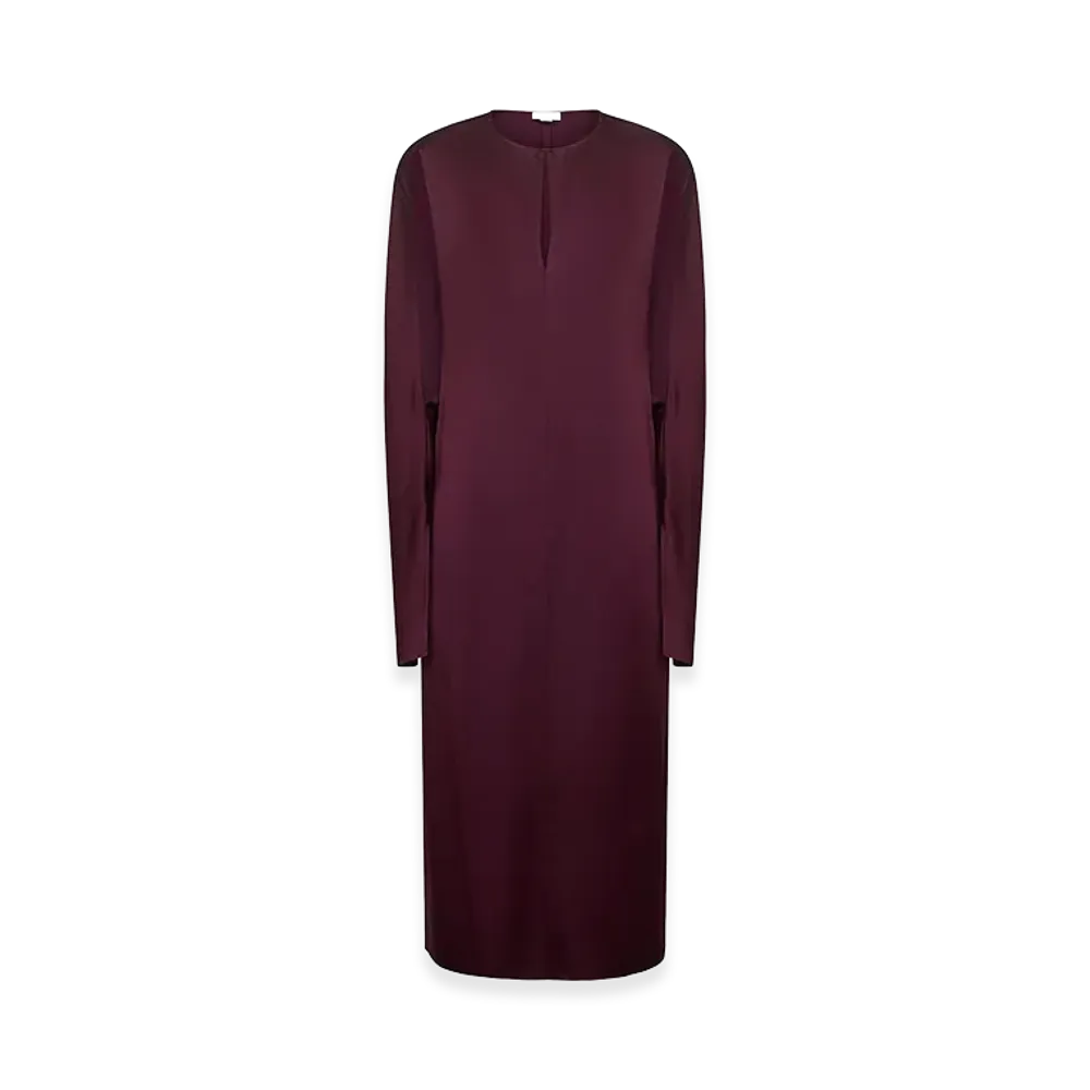 STELLA McCARTNEY Women's Cape-Sleeve Cut-Out Satin Midi Dress "Dark Red"