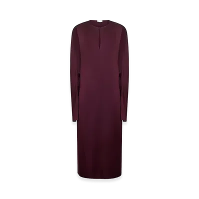 STELLA McCARTNEY Women's Cape-Sleeve Cut-Out Satin Midi Dress "Dark Red"