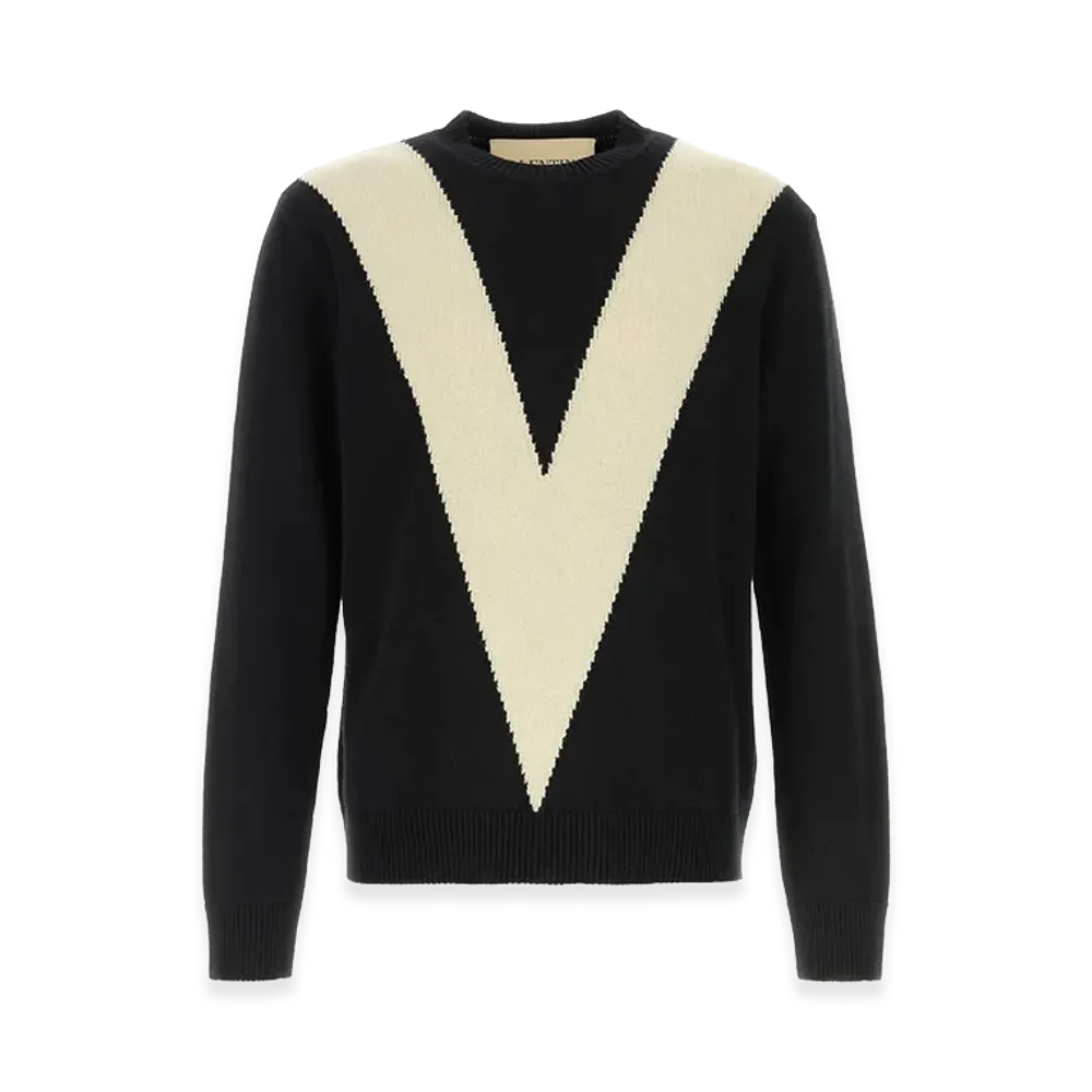 Valentino Wool Sweater With Inlaid V "Black"