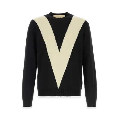 Valentino Wool Sweater With Inlaid V "Black"