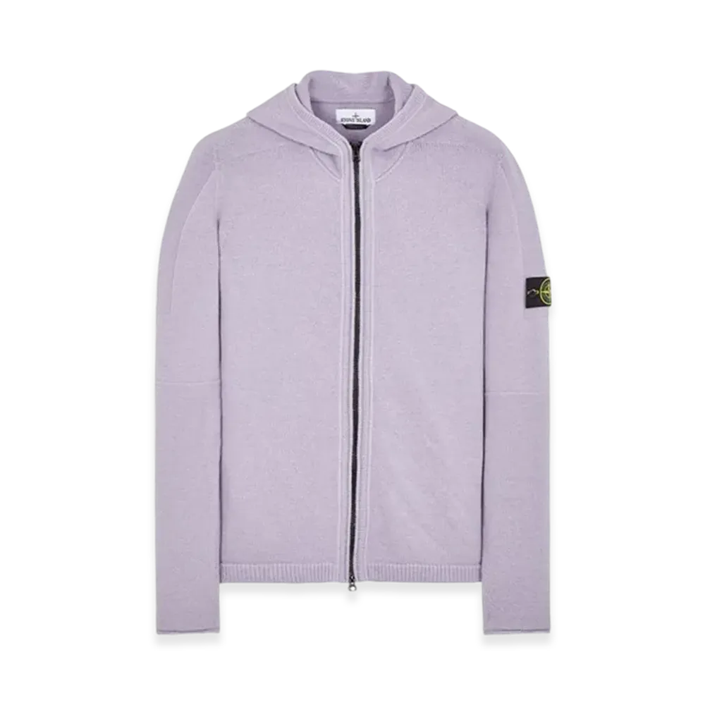 Stone Island 509A3 Lambswool Hooded Cardigan Knit - 23FW "Lavender"