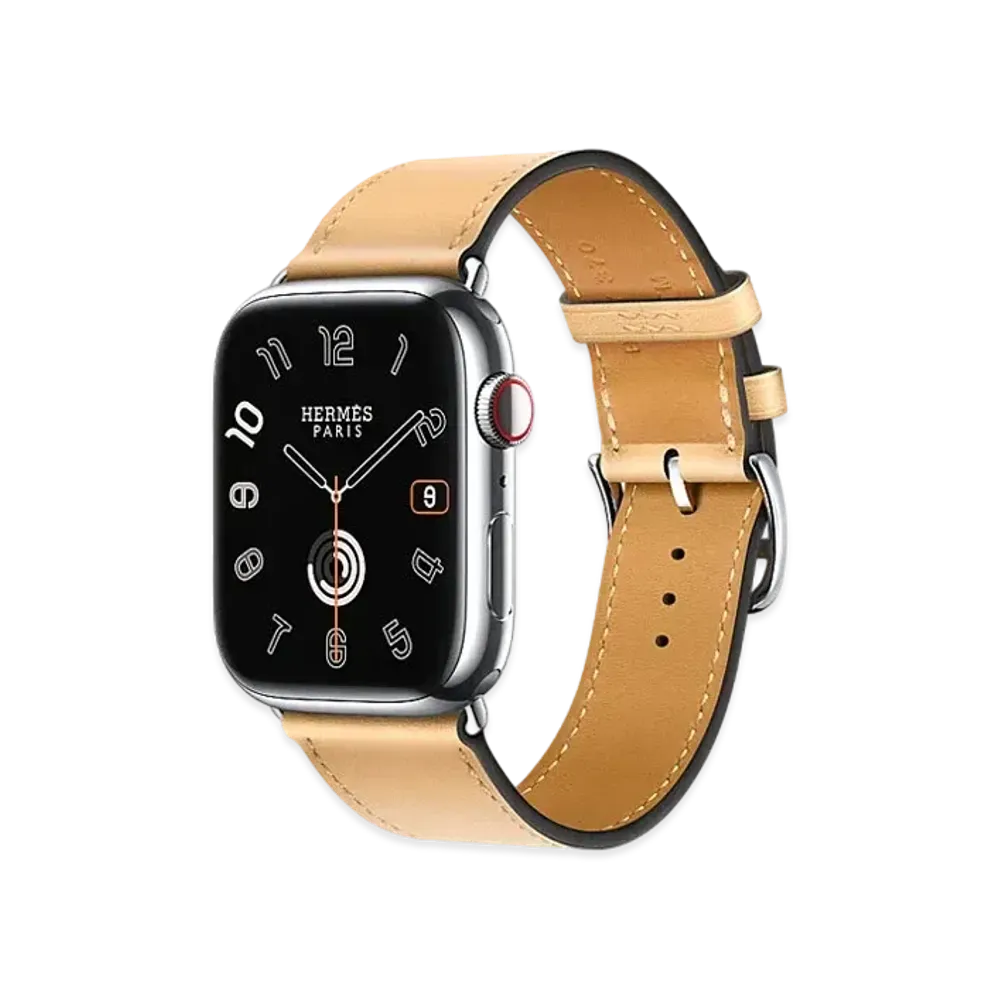 Apple Watch x Hermes Series 9 (GPS + Cellular Model) Stainless 45mm and Single Tour "Naturel Sable"