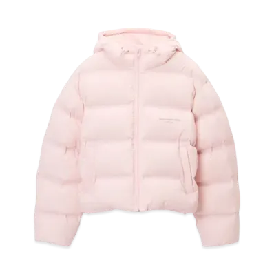 Alexander Wang Feather & Down Cropped Channel Hoodie "Light Pink"