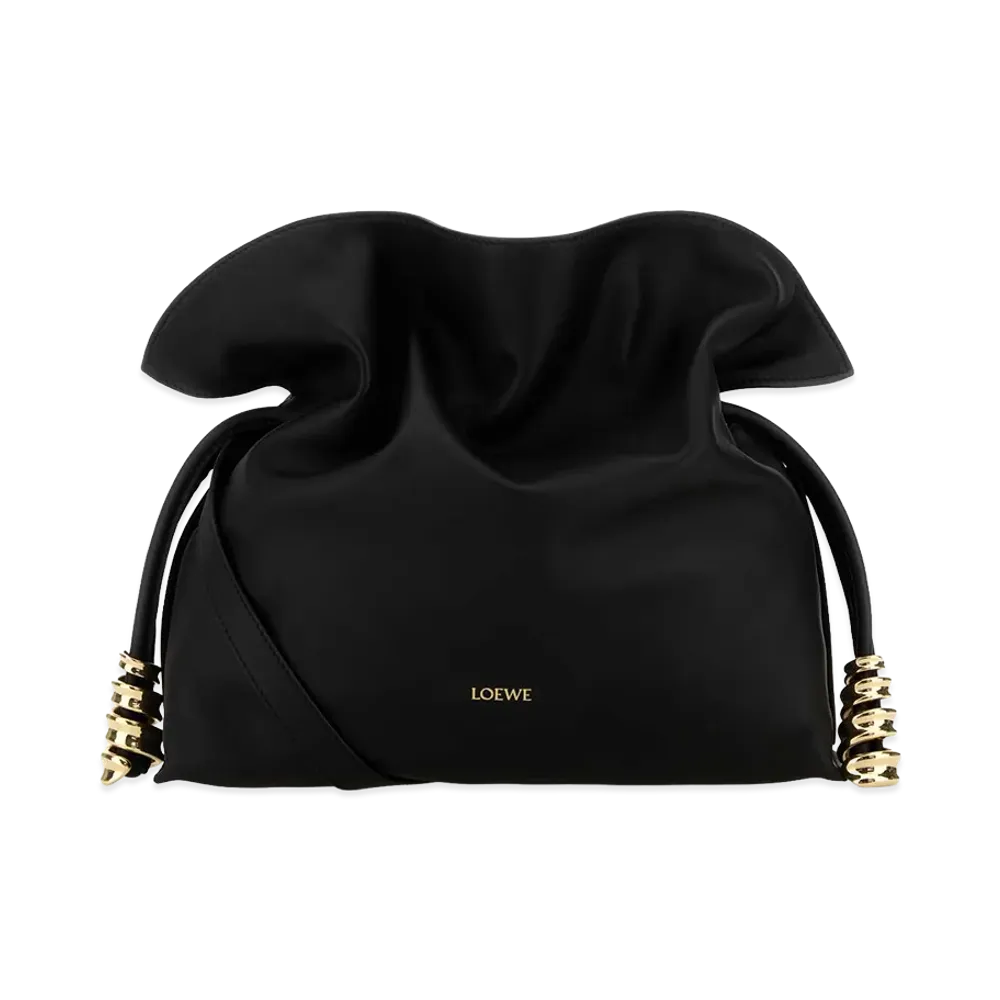 LOEWE Women's Leather Medium Coil Flamenco Clutch "Black"