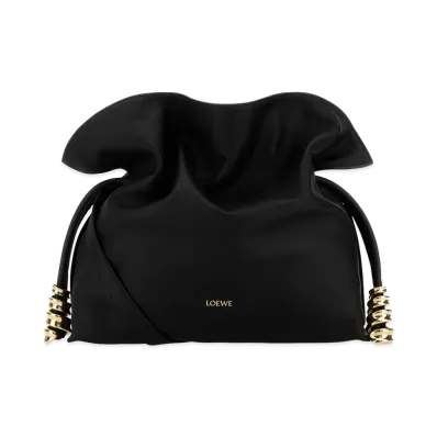 LOEWE Women's Leather Medium Coil Flamenco Clutch "Black"
