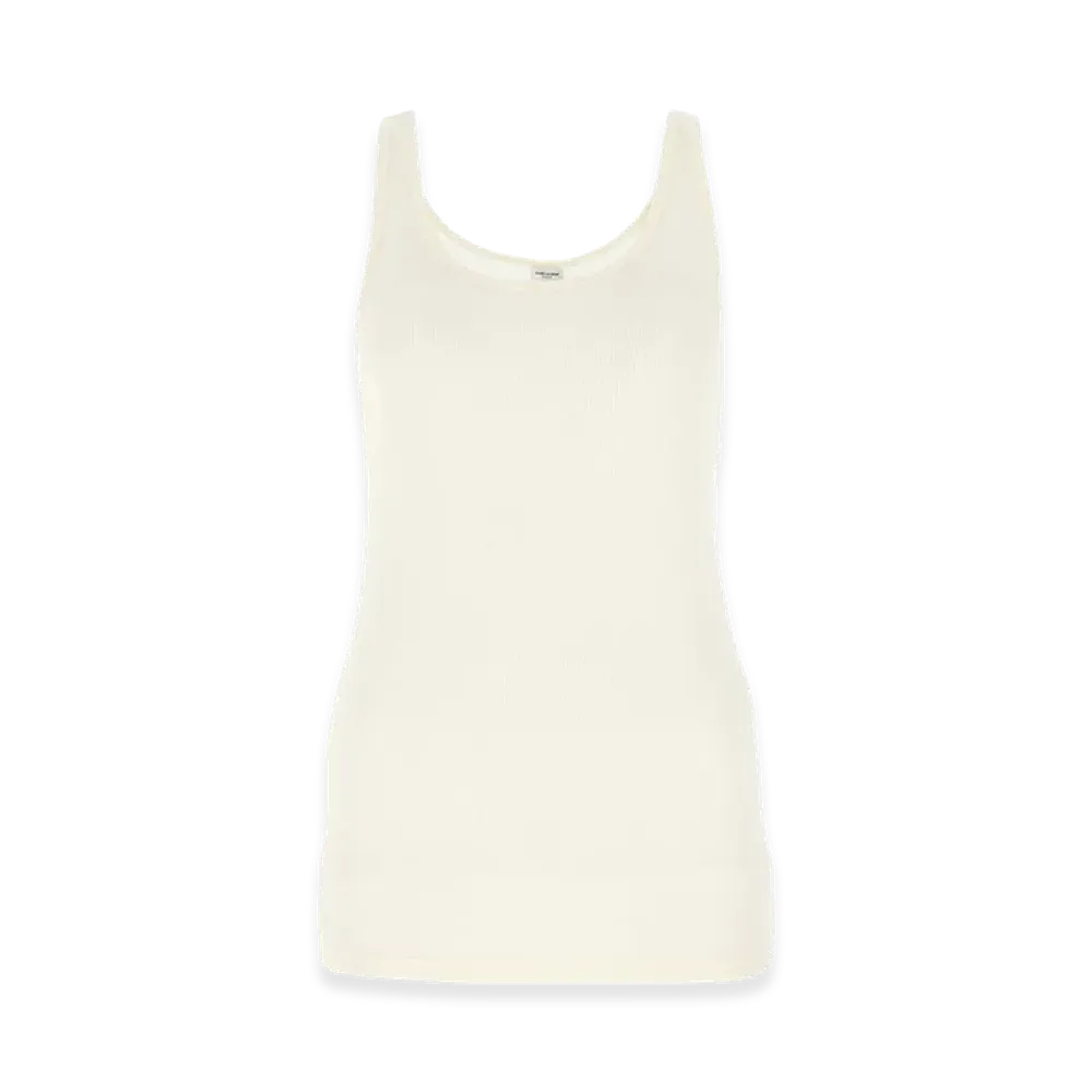 Saint Laurent Women's Ivory Modal Blend Tank Top "White"