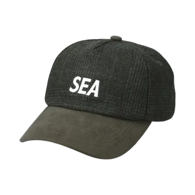 WIND AND SEA Logo Suede Check Cap "Green"