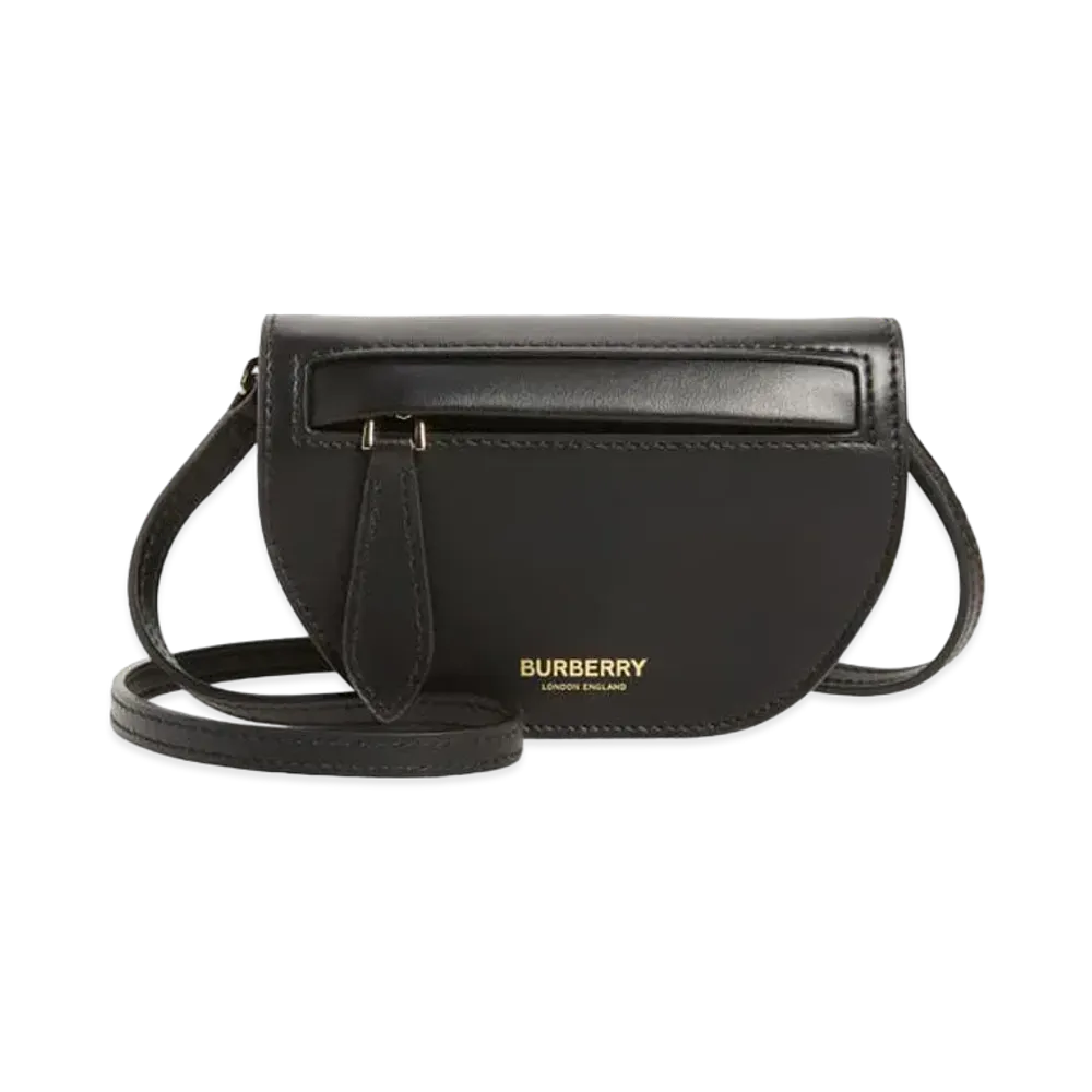 Burberry Leather Olympia Card Case with Detachable Strap "Black"