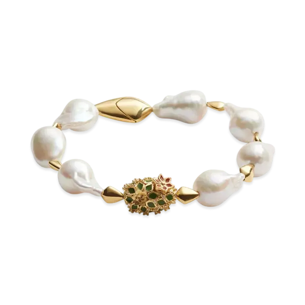 Bottega Veneta Rana Pearls Bracelet "White/Avocado"