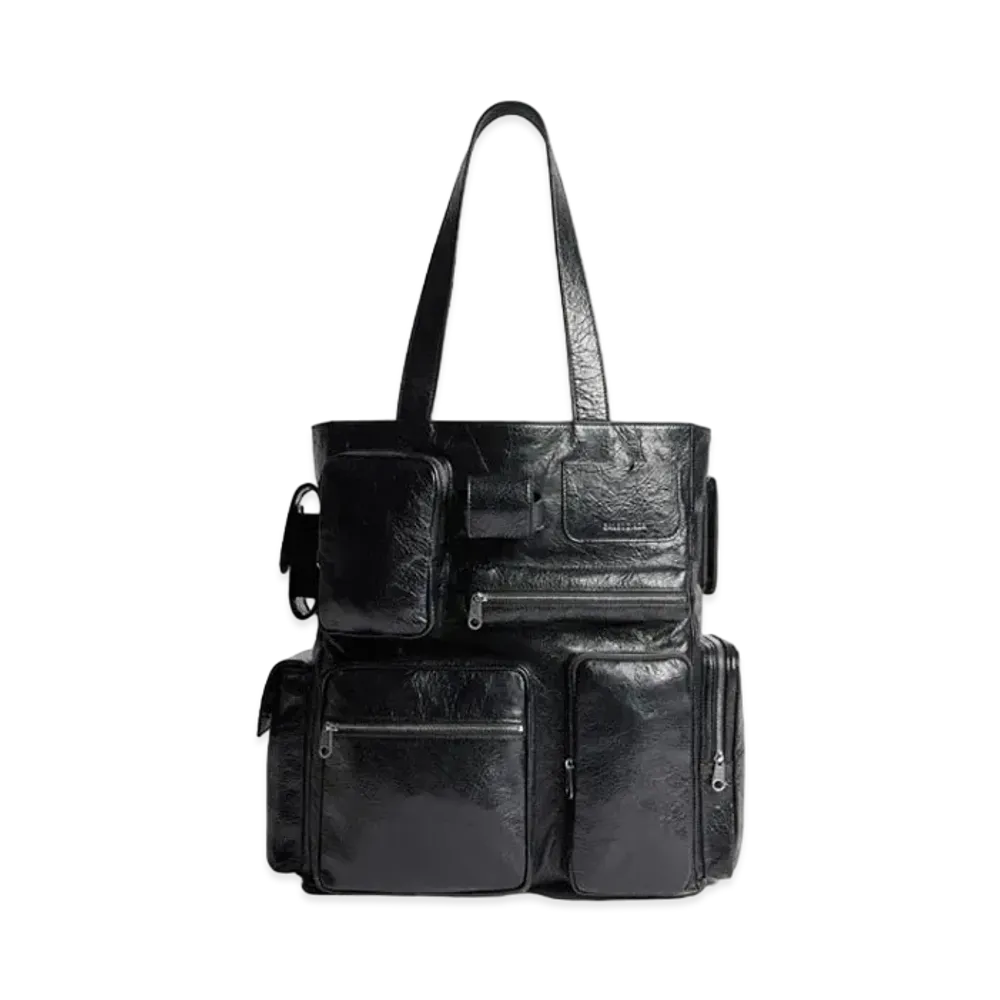 BALENCIAGA Superbusy Tote Bag In Arena Lambskin "Black"