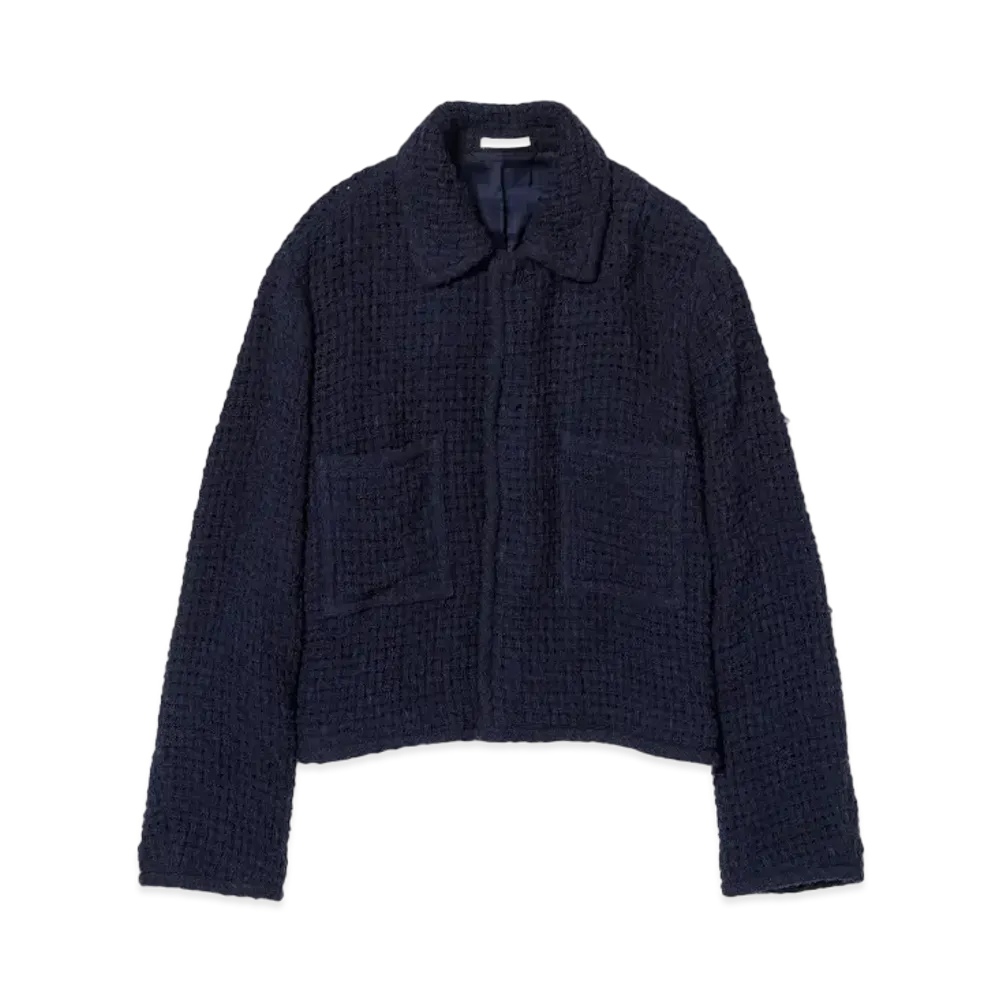 AURALEE Homespun Summer Tweed Mesh Blouson "Navy"