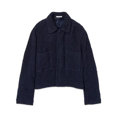 AURALEE Homespun Summer Tweed Mesh Blouson "Navy"
