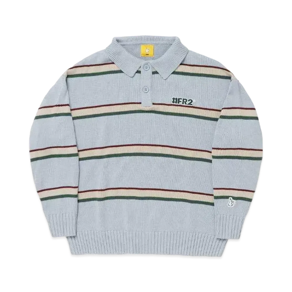 FR2 Multi Stripe Knit Longsleeve Polo shirt "Sax Blue"