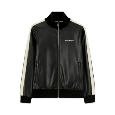 PALM ANGELS Track Jacket Leather Effect "Black/Off White"