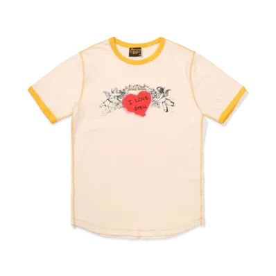 drew house cherub ss ringer tee "Cream/Golden Yellow"