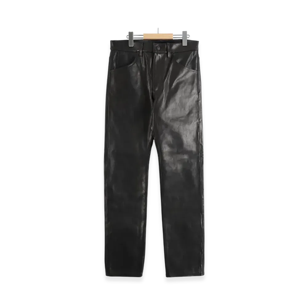 COMOLI Leather 5P Pants "Black"