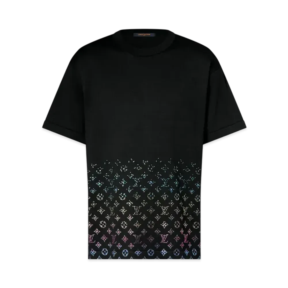 Louis Vuitton Men's Monogram Gradient Embellished Short-Sleeved Crewneck "Noir"