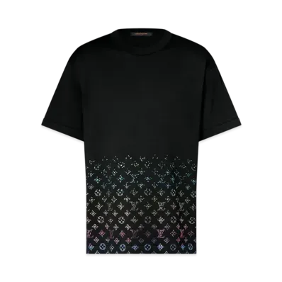 Louis Vuitton Men's Monogram Gradient Embellished Short-Sleeved Crewneck "Noir"