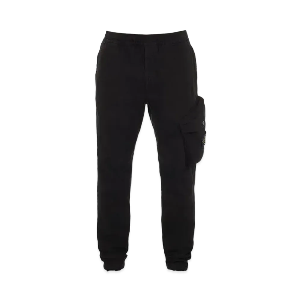 Stone Island 30104 BRUSHED TEXTURED RECYCLED COTTON_REGULAR TAPERED FIT "Black"